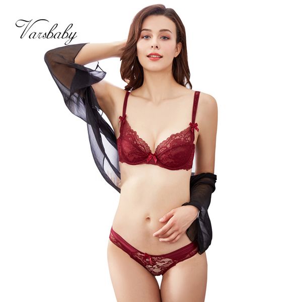 

varsbaby women ultra - thin lace large size underwear floral bra sets, Red;black