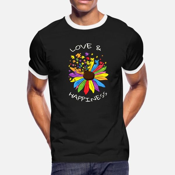 

autism sunflower gift love and happiness autistic t shirt men designs short sleeve o neck family graphic new fashion summer pattern shirt