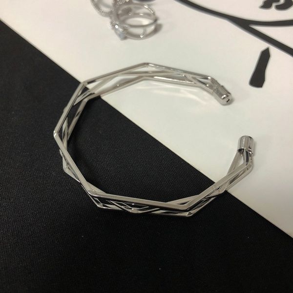 

bangles women geometric bracelet charms bracelets fashion couples jewelry silver color classic metal cool wedding bransoletka, Black