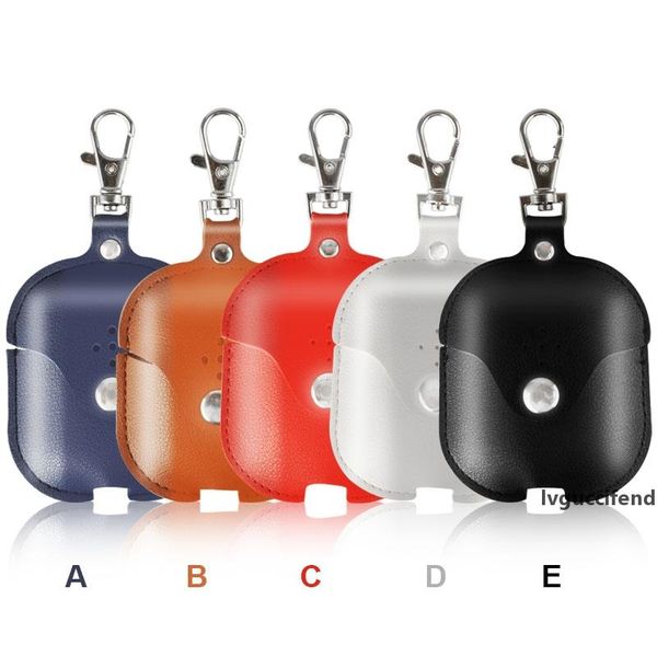 

pu leather case for airpods cases air pods protective covers hook clasp keychain anti lost carabiner fashion earphone protector pouch gift