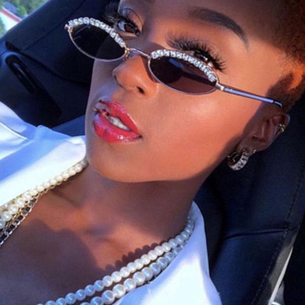 

2020 diamond sunglasses for women small oval sun glasses 2020 fashion glamour hip pop woman sunglass, White;black
