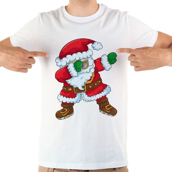

jollypeach brand dabbing santa claus funny t shirt homme new white casual short sleeve men t shirt christmas gift