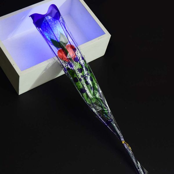 

1pc led rose simulation luminous plastic rose valentines party home decoration