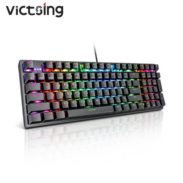 

victsing pc259 mechanical keyboard rgb usb wired gaming keybaord blue switch with 96 keycaps customized rgb backlit for pc gamer