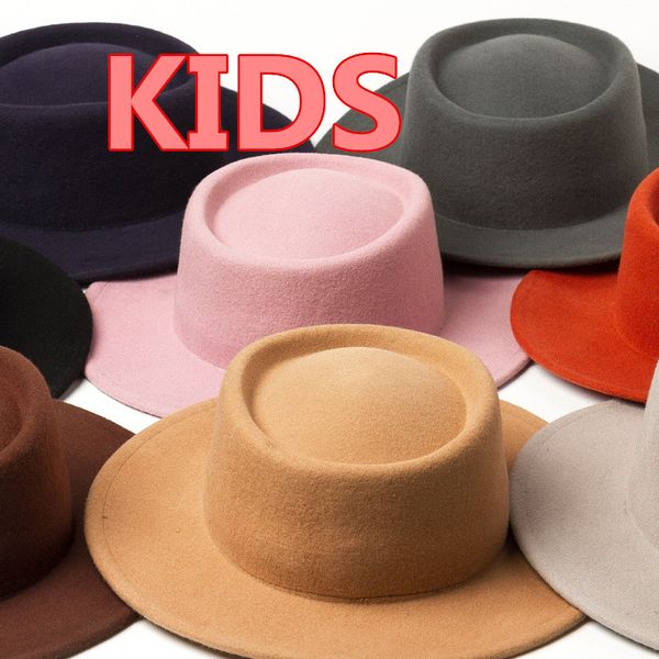

202006-hh9011a new soft wool kids fedoras cap children leisure panama jazz hat, Blue;gray