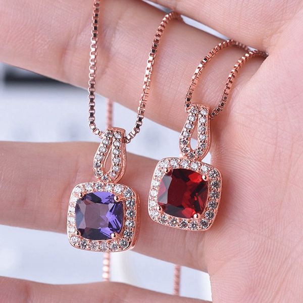 

zircon necklaces for women statement box chain wedding/party necklace valentine's day gifts, Silver