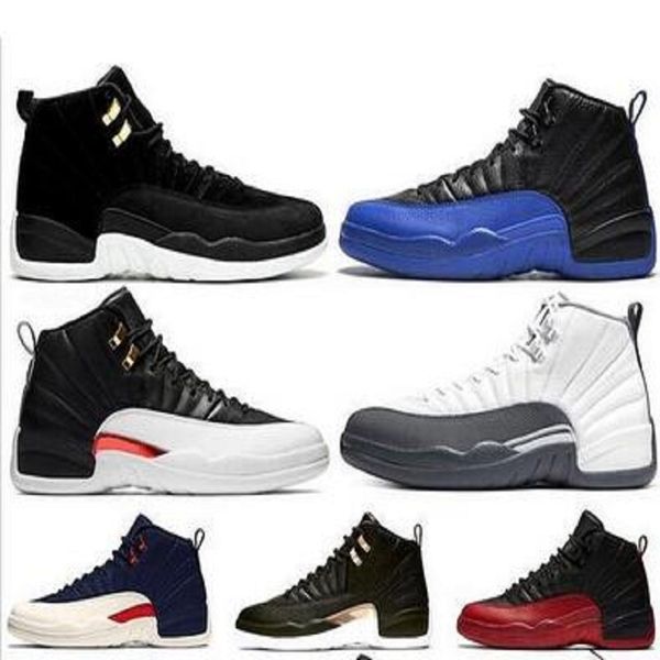

2020 new fiba black game royal 12 12s men jumpman basketball shoes mens sport shoes cny flu game playoff dark grey neakers