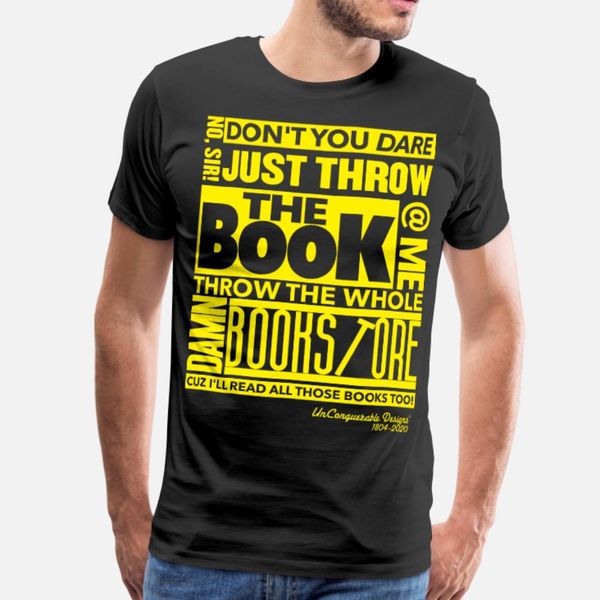 

throw the bookstore yellow lettering t shirt men customize tee shirt size s-3xl outfit interesting basic summer vintage shirt