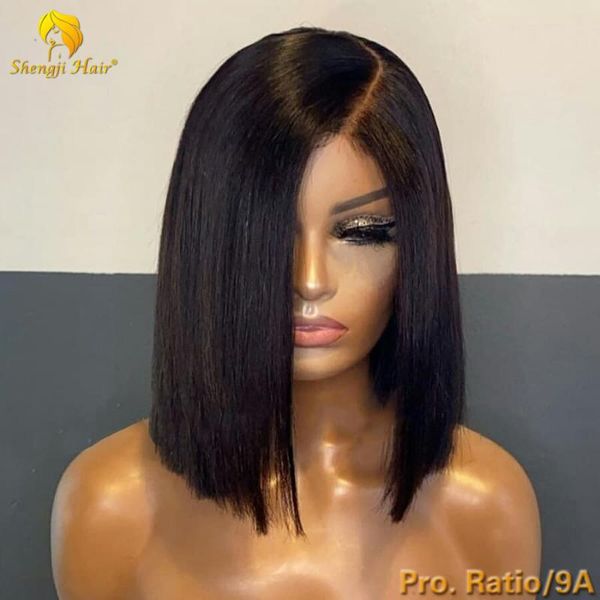 

straight lace front wig pre plucked with baby hair 13x6 brazilian lace front human hair wigs 370 human wigs, Black;brown