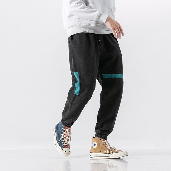 

нового мужское рыхлого соответствие цвета шак поножей модный спортивные беговые брюки промывают случайные штаны, Black;white