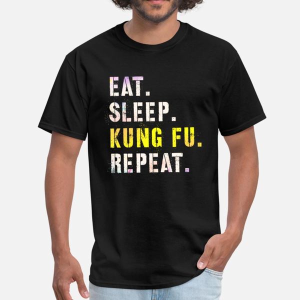 

eat sleep kung fu repeat slogan karate judo t shirt men create tee shirt s-xxxl clothing loose new fashion summer natural shirt