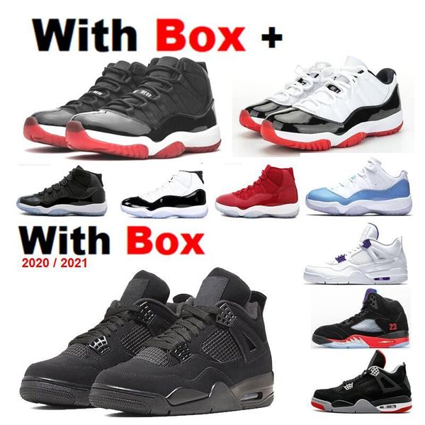 

2021 4 orange metallic 4s space jam 11s low bred 11 concord 11 fire red men basketball shoes with box sneakers men, Black