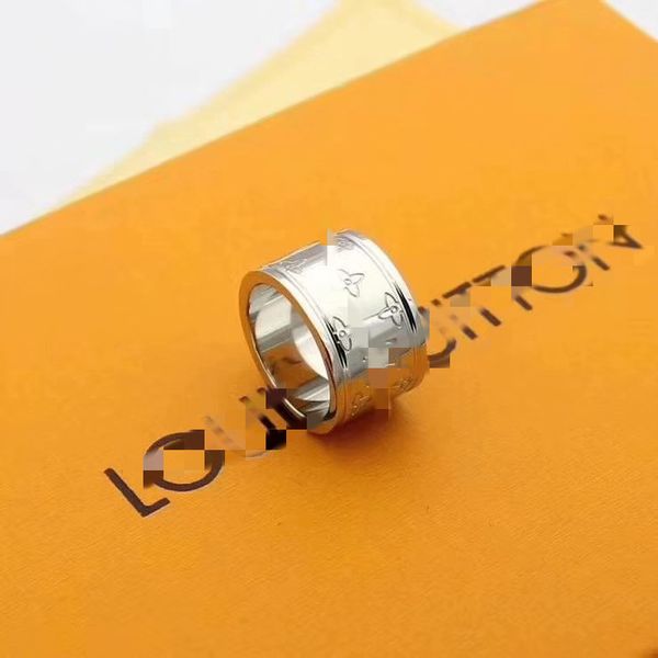 

66fashion designer jewelry ring 18-karat gold titanium steel engagement gift for women and men brand louÃ¬s vuÃ¬ttÃµn ring with box, Silver
