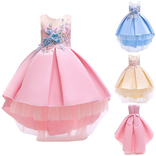 

clearance excelent new dress mesh girls floral baby girl princess bridesmaid pageant gown birthday party wedding dress z0205