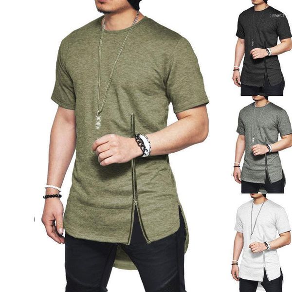 

tshirts designer hiphop o-neck short sleeved hombres split zipper tees clothing mens summer 19ss, White;black