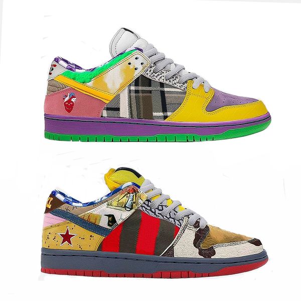 

new arrival what the dunk sb low mens women running shoes lemon wash skateboard sports sneakers size 36-45, White;red