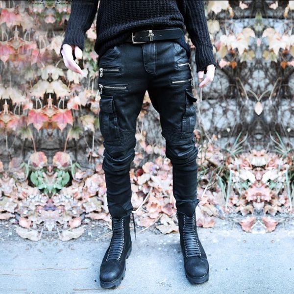 

nightclub stage personalized men's tight casual punk hip hop fashion hairstyle teacher's pants dj men's leggings casual pants, Blue