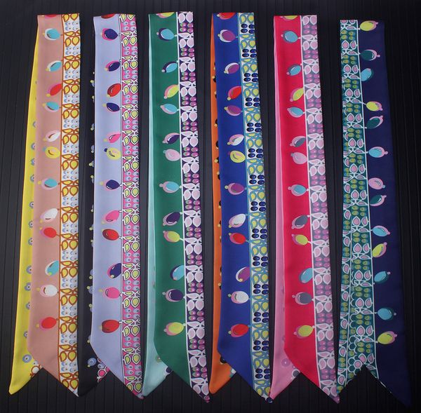 

100*5cm small scarf silk scarf fashion style headband luxury scarrves & wraps for bags women female ribbon silk neck belt scraves hair bands, Blue;gray