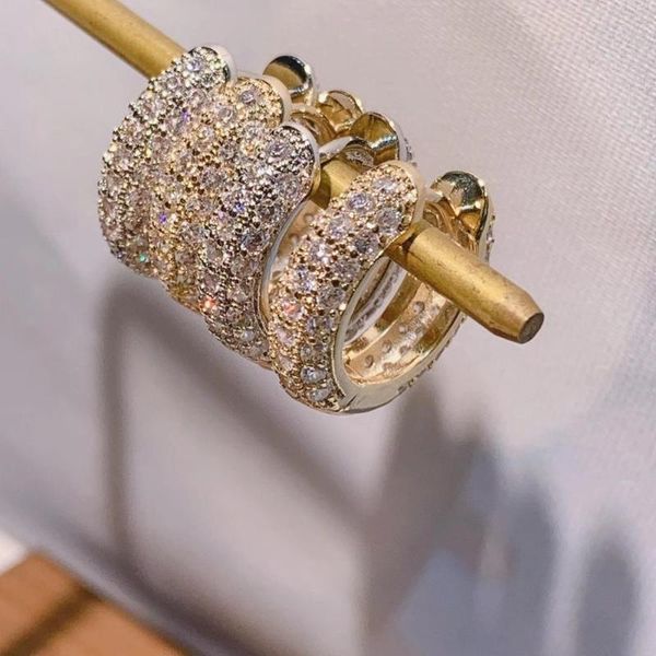 

hoop & huggie luxury round circle cubic zirconia statement earrings for women wedding dubai jewelry accessories e9747, Golden;silver