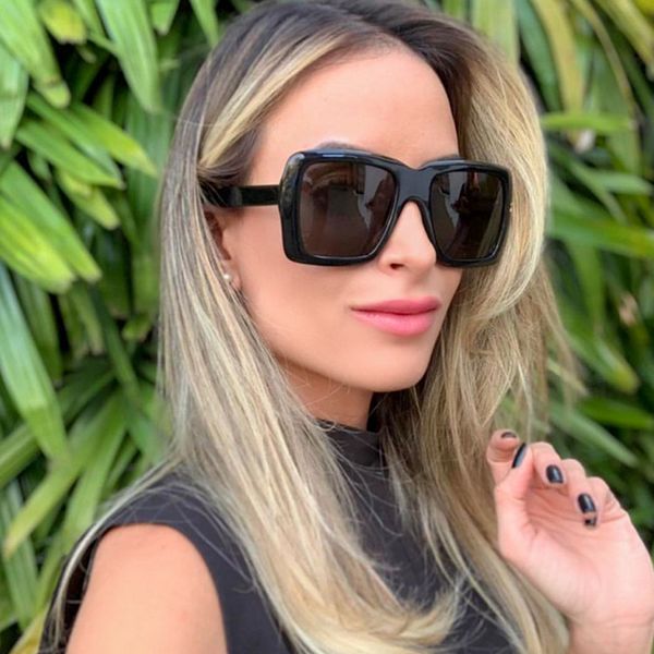 

sunglasses fashion square brand woman 2021 oversized metal frame sun glasses for women vintage shades female uv400, White;black