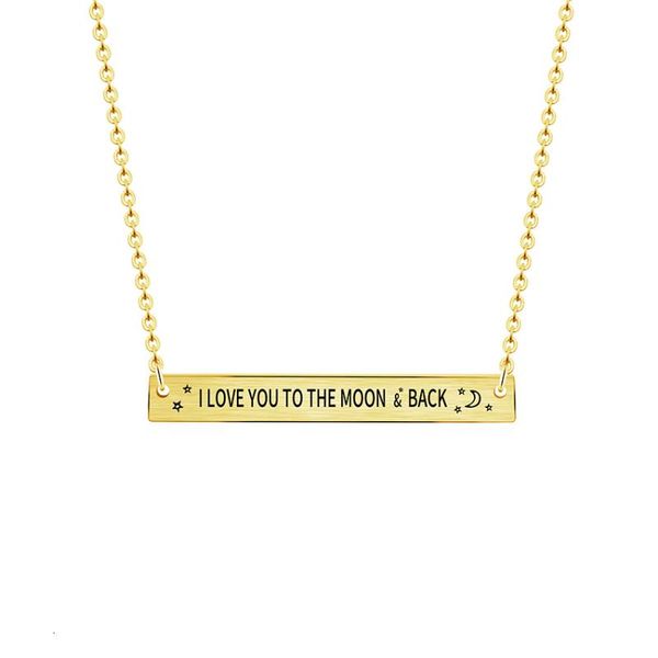

pendant necklaces bridesmaid gift i love you to moon & back necklace women men boho jewelry stainless steel gold chain long bar, Silver
