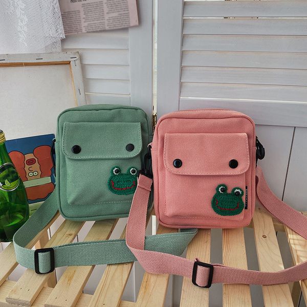 

women mini cartoon canvas shoulder bags cute cell phone bag for student letter crossbody zipper flap bag animal print messenger