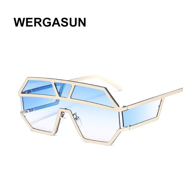 

wergasun oversized sunglasses women polygon sunglasses men vintage retro square mens sunglass uv400, White;black