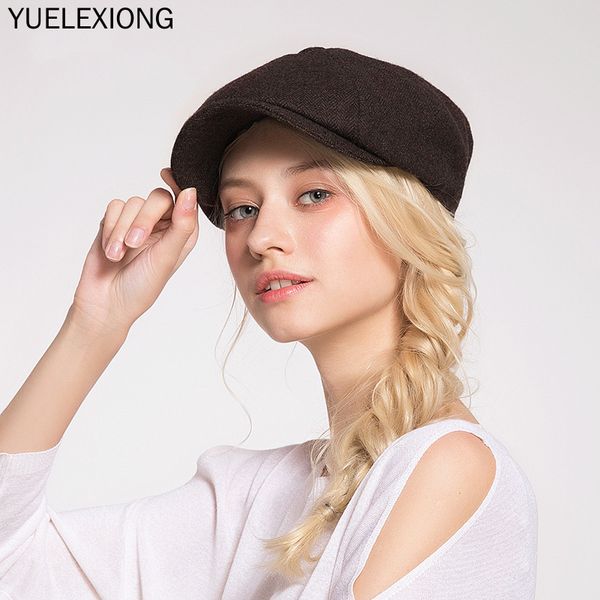 

berets 2021 wool tweed sboy cap herringbone men women gatsby retro hat driver flat black brown green navy blue, Blue;gray
