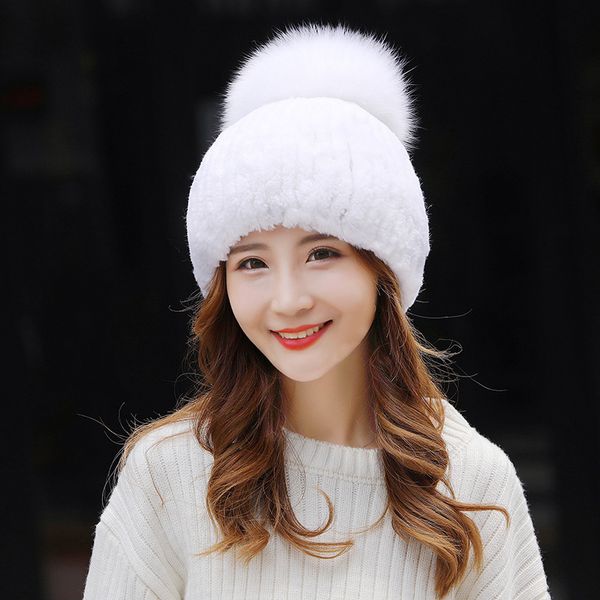 

84545 new fashion sweet autumn and winter ladies knit hat rex fur hats women fur hat female skullies & beanies, Blue;gray