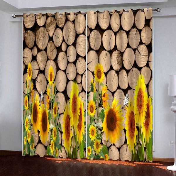 

3d curtains p classic stump sunflower curtain living room bedroom kitchen blackout curtains home decor curtain