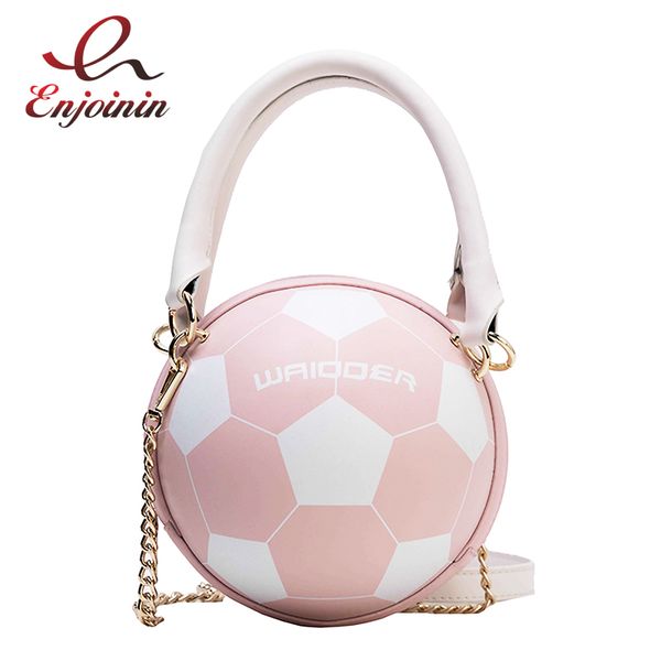 

fun fashion football design round women purses and handbags crossbody bag female shoulder bag new leather tote chain