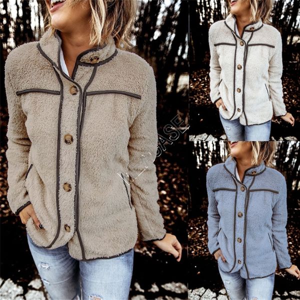 

женщины одежды шерп свитер модельеры толстовка мех топы eurus стиль руно пальто пэчворк толстовка casual button куртка d82602, Black