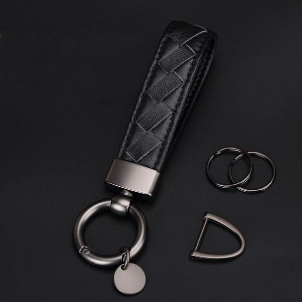 

genuine leather car keychain metal key ring for all car key accessories auto chain with nice gift box, Silver