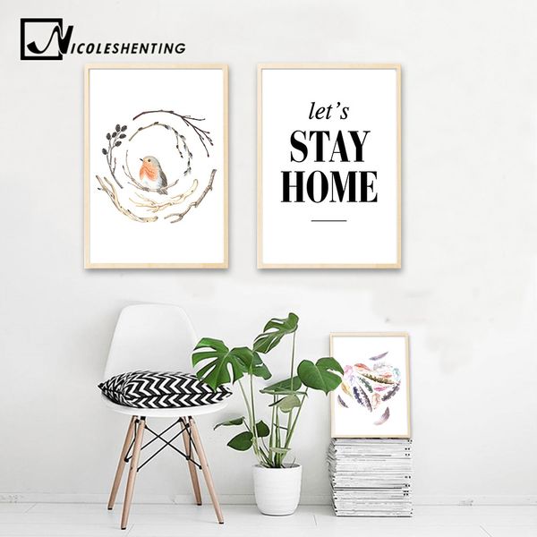 

nordic decoration bird feather wall art canvas posters and prints minimalist painting wall pictures for living room home decor