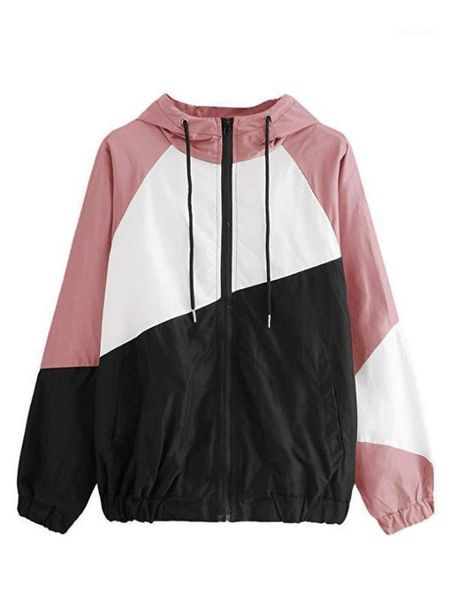 

rush guard summer beach casual sports jacket women patchwork spring windbreaker jackets hooded, Black;brown