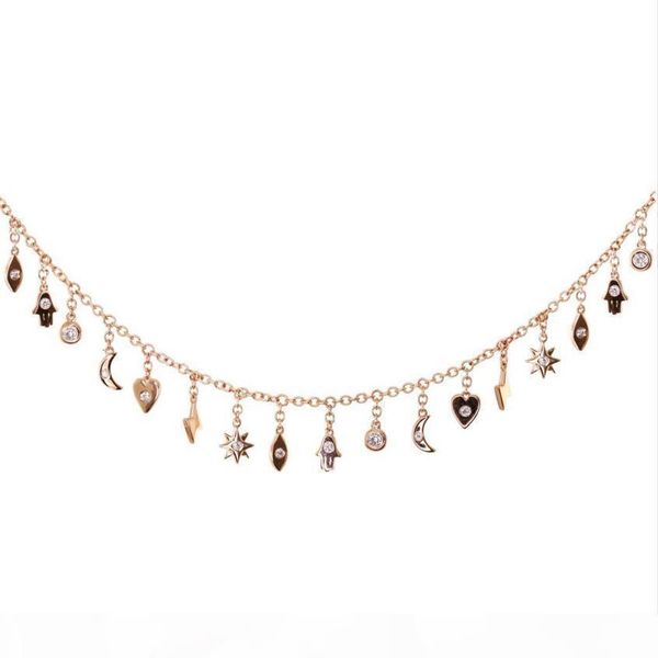 

tassel charm choker necklace high qualilty 100% 925 sterling silver lucky cute charms hamsa hand eye gorgeous women statement necklaces
