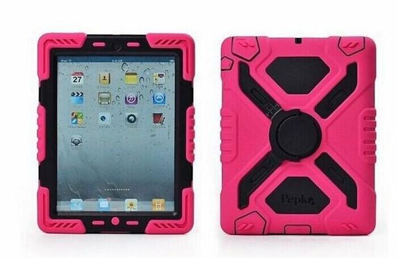 

60pcs/lot pepkoo 2015 new spider shockproof drop resistance waterproof with stand cover case for ipad 2/3/4 ing