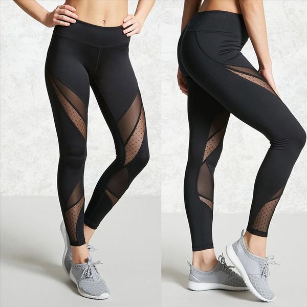 

gym leggings women hight waist mesh patchwork leggings sport women fitness running gym stretch sports trouser jeggings 20, Black