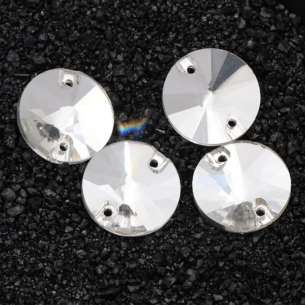 

round shape sew-on rhinestones glass chatons 8/12/16 mm wedding dress decoration