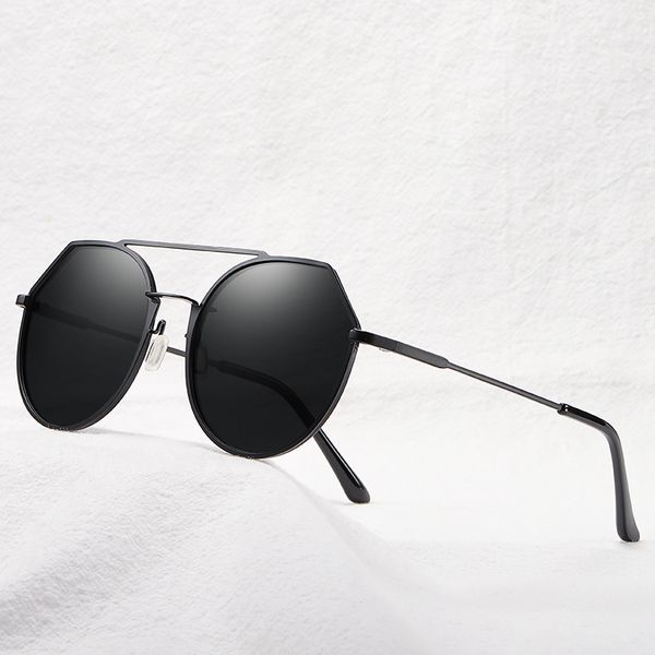 

elegant round sunglasses women stainless steel polarized sun glasses fashion personality irregular frame men sports shades 140, White;black