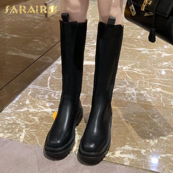 

sarairis new fashion 2020 slip on knee high boots woman shoes platform comfortable black spring autumn shoes ladies footwear