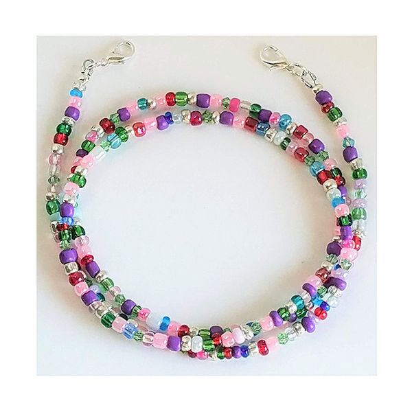 

dwl shipping extension lanyard face masks safety rest ear holder rope handmade beaded string for mask anti-loss bead straps dwd1291, Silver