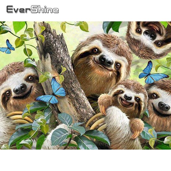 

evershine diamond embroidery sloth full square diamond painting animal cross stitch kit diamond mosaic set decor handcraft art