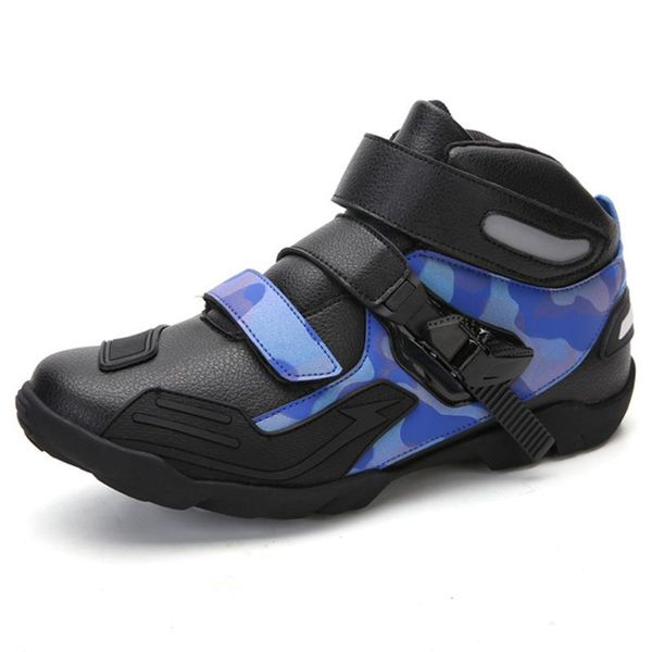 

blue motorcycle boots moto riding boots motocross shoe waterproof motorbike biker wear-resisting touring protctor ankle shoes