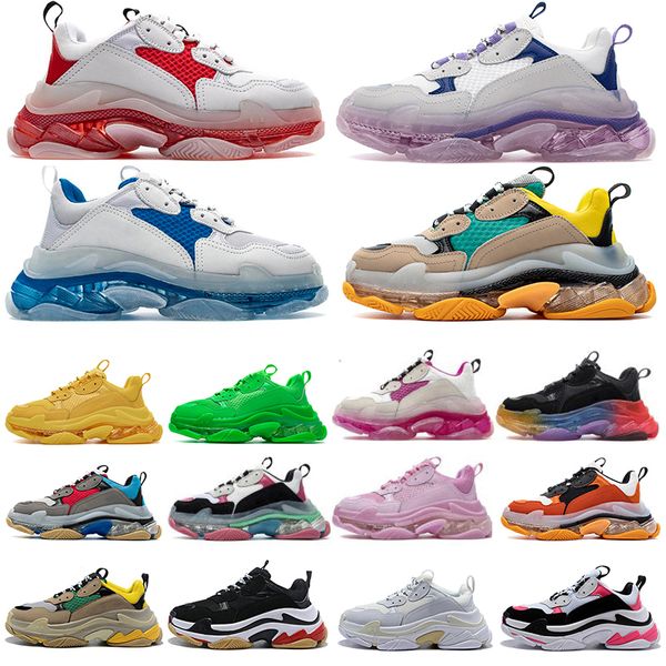 

new fashion crystal bottom paris 17fw triple s vintage dad chaussures men women platform casual shoes sports trainers zapatos sneakers, Black