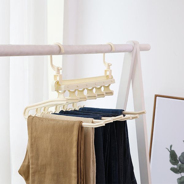 

6 hooks storage foldable trousers hanger travel convenient multi layers bedroom