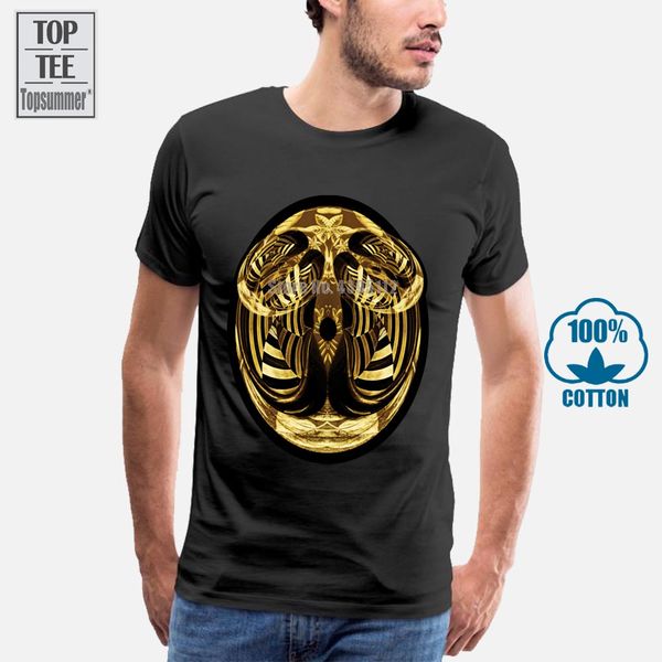 

gold abstract face 2018 men black t-shirt strange art design unique summer street fashion heavy metal t shirt
