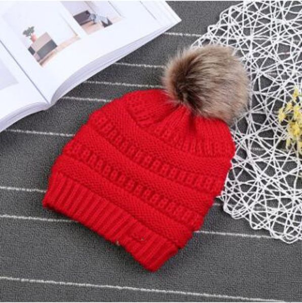 

kids pom knitted wool hats label skull fur winter ski beanie slouchy caps crochet outdoor sports headgear headdress bzyq6160 7u6x, Blue;gray