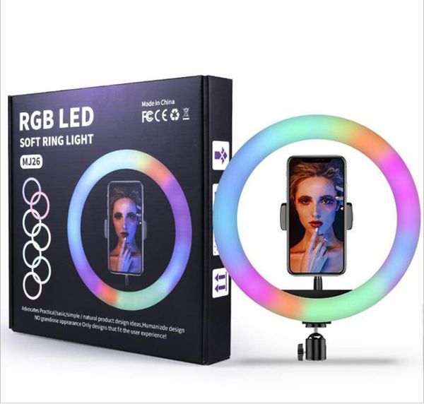 10 Zoll Selfie Ringlicht RGB Lampe Fotografie Nachtblitz mit Mini 19cm Stativ für Handy Studio YouTube Video Live