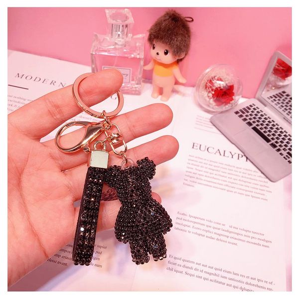 

keychains fantasy bear animal keychain leather strap car key chain bag pendant keychain ing, Silver